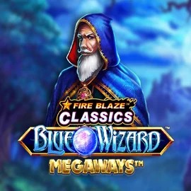 Fire Blaze Blue Wizard Megaways slot logo by Rarestone Gaming at Glorious Bingo